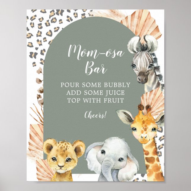 Affiche Boho Sage Green Safari Oh Boy Mom-osa Bar Sign (Devant)