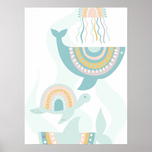 Affiche Boho Sea Animaux (Devant)