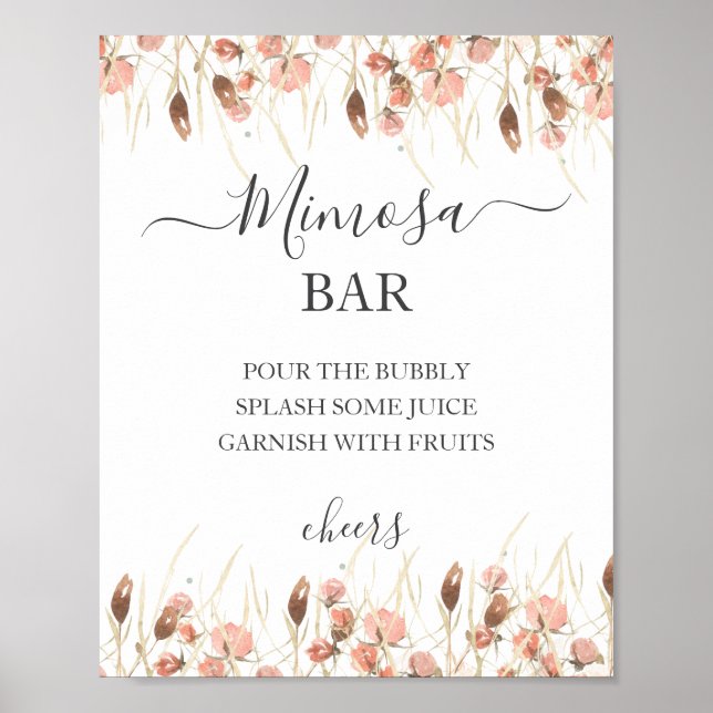 Affiche Boho séché Aquarelle Floral Mariage Mimosa SIGNE (Devant)