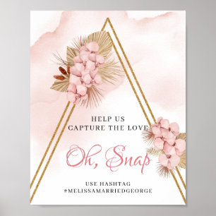 Affiche Boho séché Palm Feuilles Flush Fleurs Oh Snap Sign