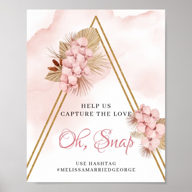 Affiche Boho séché Palm Feuilles Flush Fleurs Oh Snap Sign (Devant)