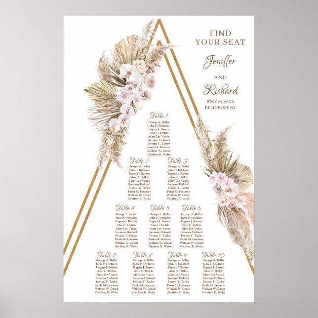 Affiche Boho séché Palm Pampas Grass Dusty Rose Gold Arch (Devant)
