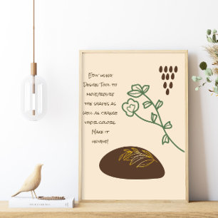 Affiche Boho Shapes Simple Green Flower Quote