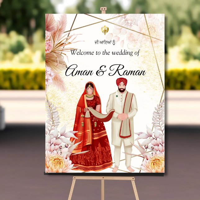 Affiche Boho Sikh signe mariage Sikh couple signe de bienv (Créateur téléchargé)