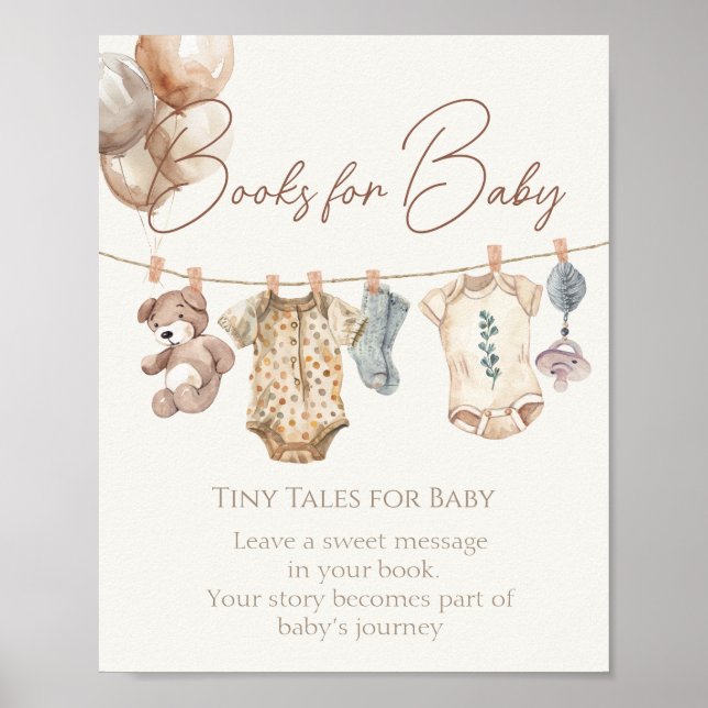 Affiche Boho Soft Neutral Vêtements De Bébé Livres Pour Bé (Devant)