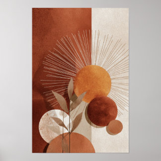 Affiche Boho Soleil Abstrait Terracotta Minimaliste Botani