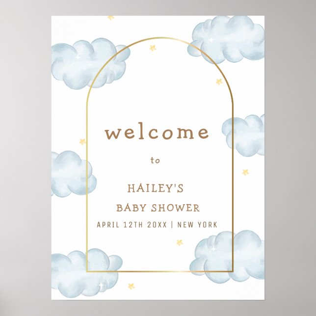 Affiche Boho Star Cloud Arch Boy Baby shower Bienvenue (Devant)