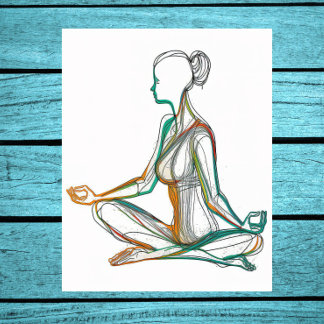 Affiche Boho Style Femme en Yoga Pose ligne unique Art Pos