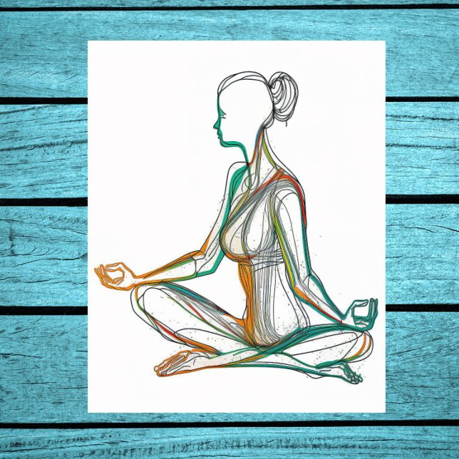 Affiche Boho Style Femme en Yoga Pose ligne unique Art Pos (Créateur téléchargé)