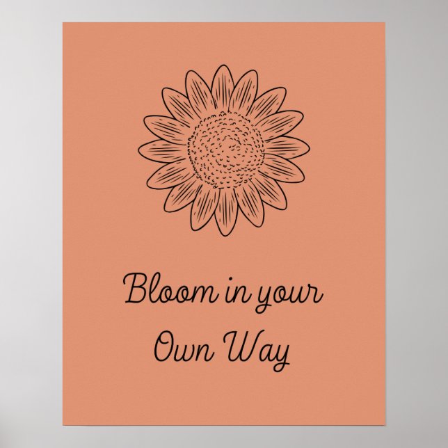 Affiche Boho Style Fleur Minimaliste Motivation en fleur (Devant)