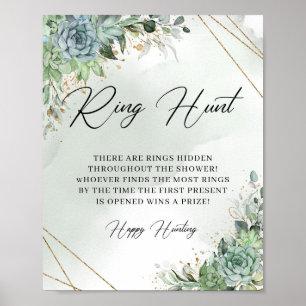 Affiche Boho succulent eucalyptus cadre or Ring Hunt