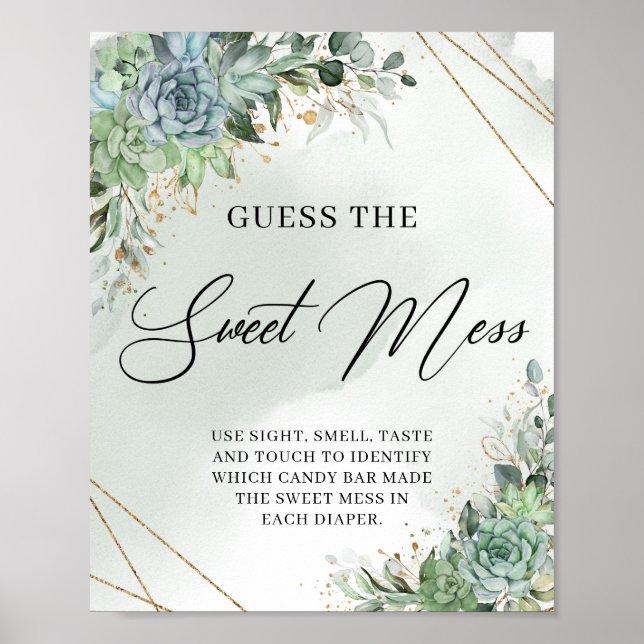 Affiche Boho succulent eucalyptus Guess The Sweet Mess (Devant)