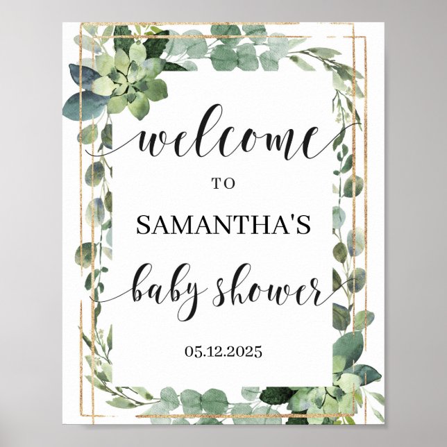 Affiche Boho succulent feuillage signe de bienvenue (Devant)