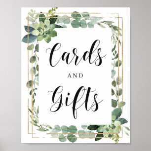 Affiche Boho succulent verdure cartes et cadeaux feuille