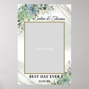 Affiche Boho Succulents eucalyptus or doré accessoire de p