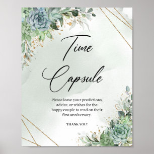 Affiche Boho succulents or frame Time capsule signe de jeu