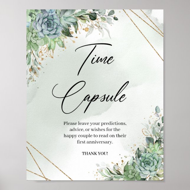 Affiche Boho succulents or frame Time capsule signe de jeu (Devant)