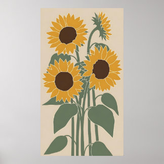 Affiche Boho Sunflower - Modern Desaturated Floral