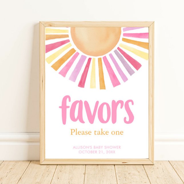 Affiche Boho sunshine girl baby shower faveurs signe (Créateur téléchargé)