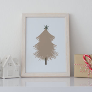 Affiche Boho Tan moderne et arbre de Noël vert Imprimer
