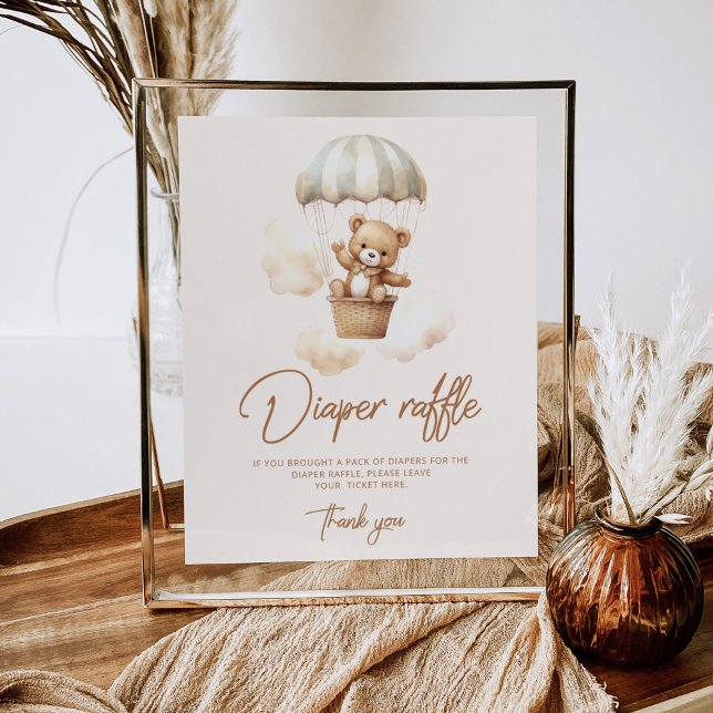 Affiche Boho Teddy ours diaper tombole (Créateur téléchargé)