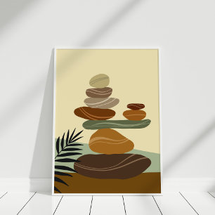 Affiche Boho Terracotta Abstrait Zen Stones