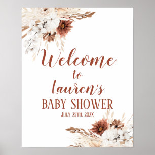 Affiche Boho Terracotta Baby shower Fille Signal de bienve
