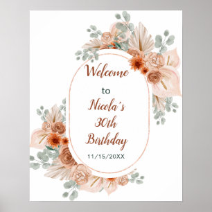 Affiche Boho Terracotta Pampas Grass Anniversaire