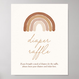 Affiche Boho Terracotta Rainbow Baby shower Déchets Raffle