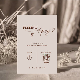 Affiche Boho thème Venmo Astuce Votre barman Mariage Signa