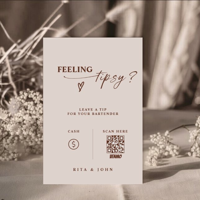 Affiche Boho thème Venmo Astuce Votre barman Mariage Signa (Créateur téléchargé)