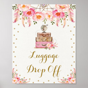 Affiche Boho Travel Miss à Mme Floral Bagages Livraison