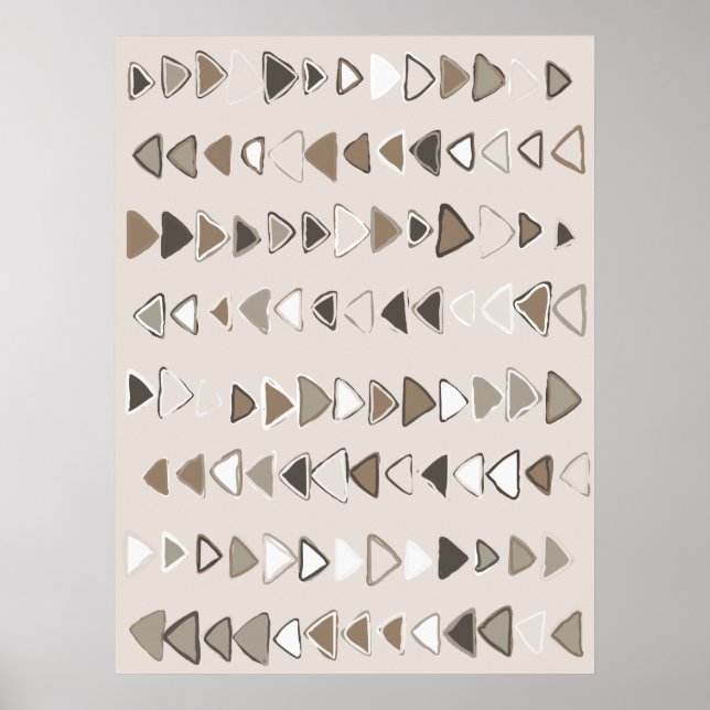 Affiche Boho Triangles Brown Taupe Ivory (Devant)