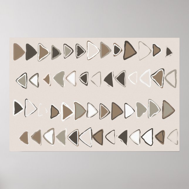 Affiche Boho Triangles Brown Taupe Ivory (Devant)