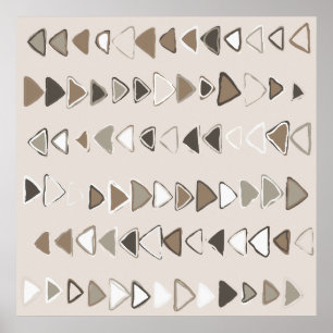 Affiche Boho Triangles Brown Taupe Ivory