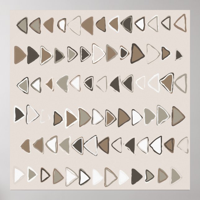 Affiche Boho Triangles Brown Taupe Ivory (Devant)