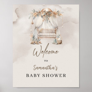 Affiche Boho tropical bébé bébé pampas Baby shower accueil