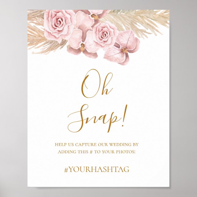 Affiche Boho Tropical Botanical | Oh Snap Wedding Hashtag (Devant)