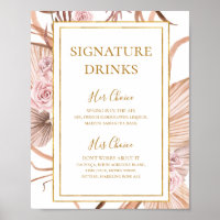 Boho Tropical Botanical | Panneau de Boissons Sign