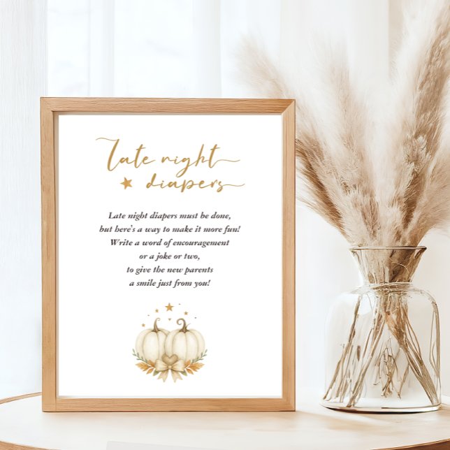 Affiche Boho Twin Pumpkins Baby Shower Late Night Diapers (Créateur téléchargé)