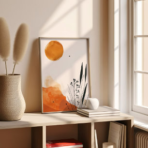 Affiche Boho végétal orange minimaliste