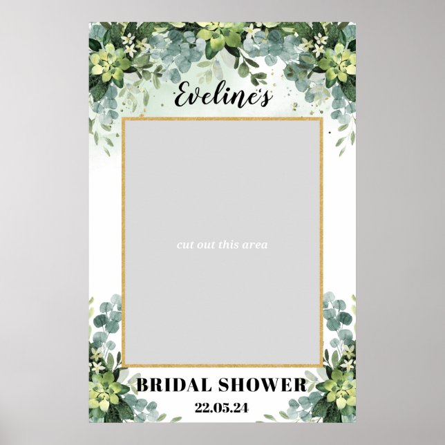Affiche Boho verdure succulent nuptiale douche photo prop (Devant)