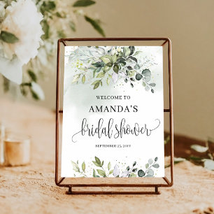 Affiche Boho vert douche nuptiale signe de bienvenue