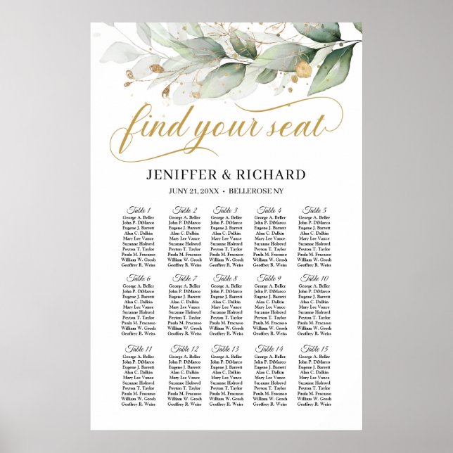 Affiche Boho vert eucalyptus mariage (Devant)