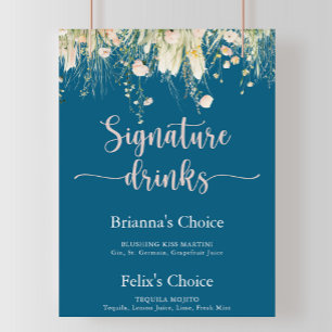 Affiche Boho vert Fleur sauvage Signature Marine Boissons