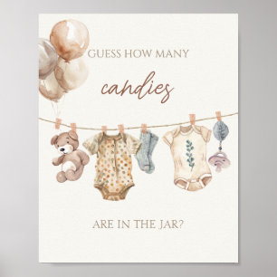 Affiche Boho Vêtements Bébé Devant Combien De Candies
