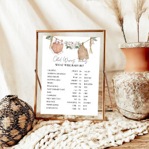 Affiche Boho Vêtements Vieux WI-ves Tales Baby shower Jeu
