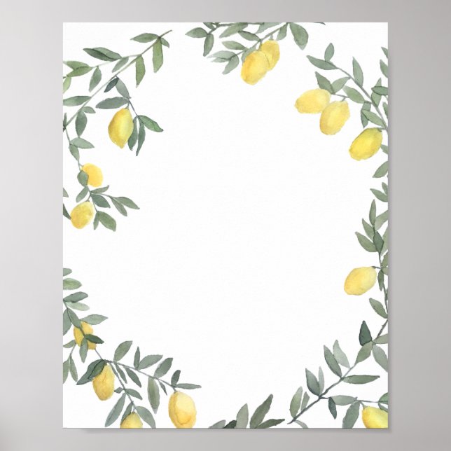 Affiche Boho Watercolor Lemon Wreath été (Devant)