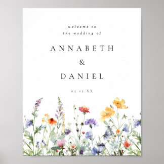 Affiche Boho Watercolor Wildflower Wedding Welcome