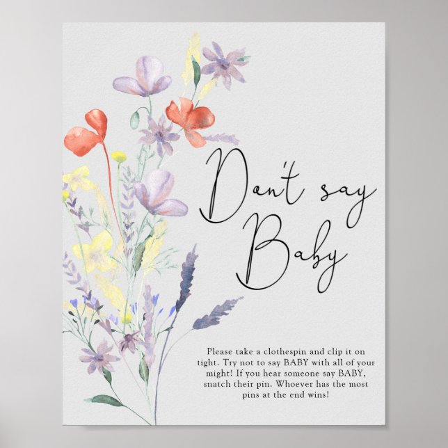 Affiche Boho Wildflowers - Ne dites pas bébé (Devant)